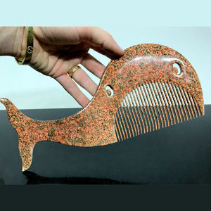 vintage large whale shape hair comb made in France